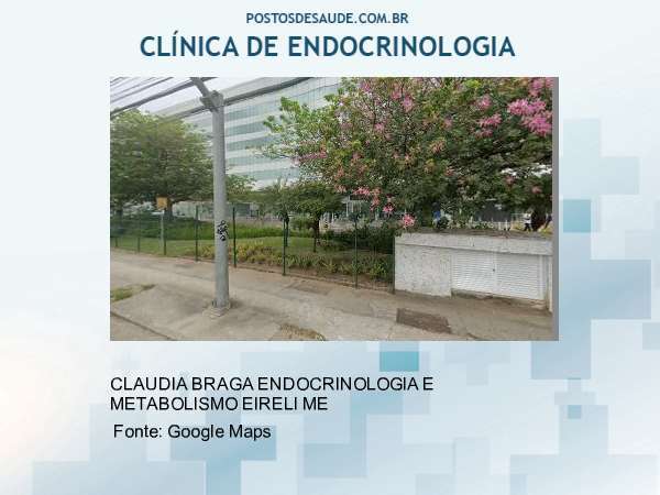 Imagem personalizada com base no google maps da clínica CLAUDIA BRAGA ENDOCRINOLOGIA E METABOLISMO