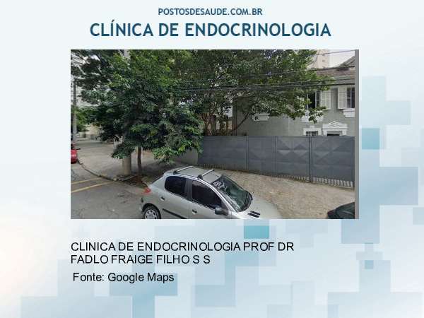 Imagem personalizada com base no google maps da clínica CLINICA ESPEC DE ENDROCRINOLOGIA PROF DR FADLO FRAIGE FILHO