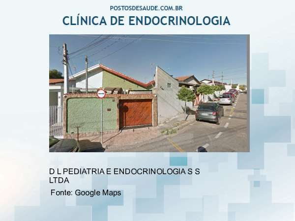 Imagem personalizada com base no google maps da clínica D L PEDIATRIA E ENDOCRINOLOGIA S S LTDA