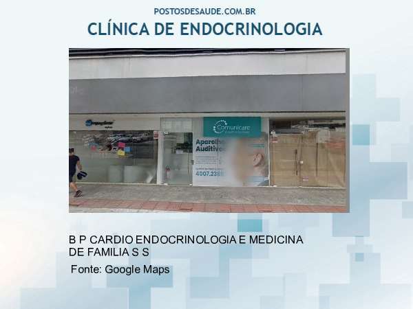 Imagem personalizada com base no google maps da clínica BP CARDIO ENDOCRINOLOGIA E MEDICINA DE FAMILIA