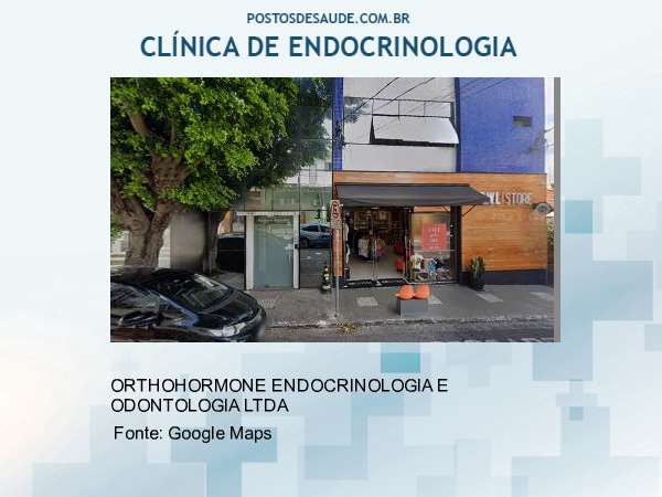 Imagem personalizada com base no google maps da clínica ORTHOHORMONE ENDOCRINOLOGIA E ODONTOLOGIA LTDA